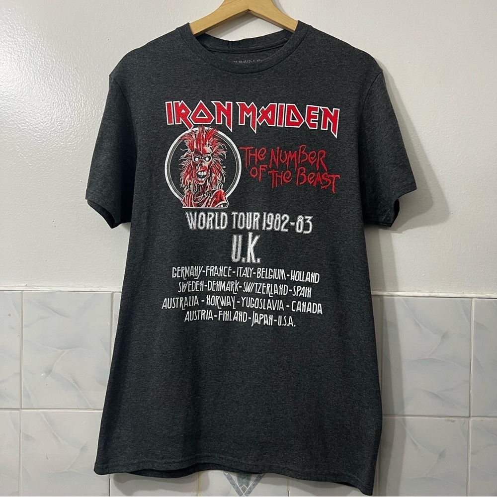Iron Maiden Number Of The Beast Gray Band T-Shirt 80s Streetwear Punk Grunge